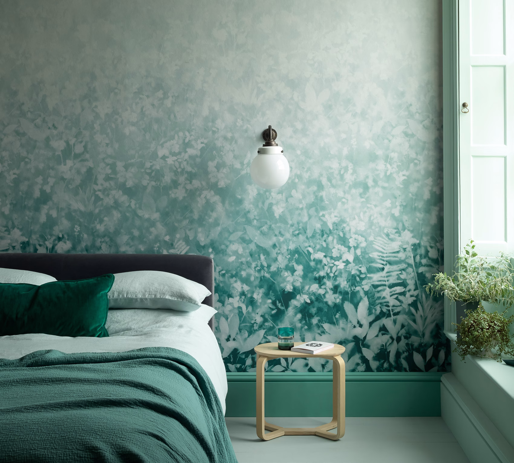 Панно Paint & Paper Library Botany Folia Teal 0360FOTEALZ 3,25х2,1 м фото в интерьере